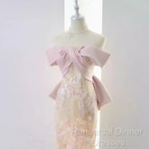 Vintage A Line Strapless Party Dresses Pink Semi Formal Prom Dresses